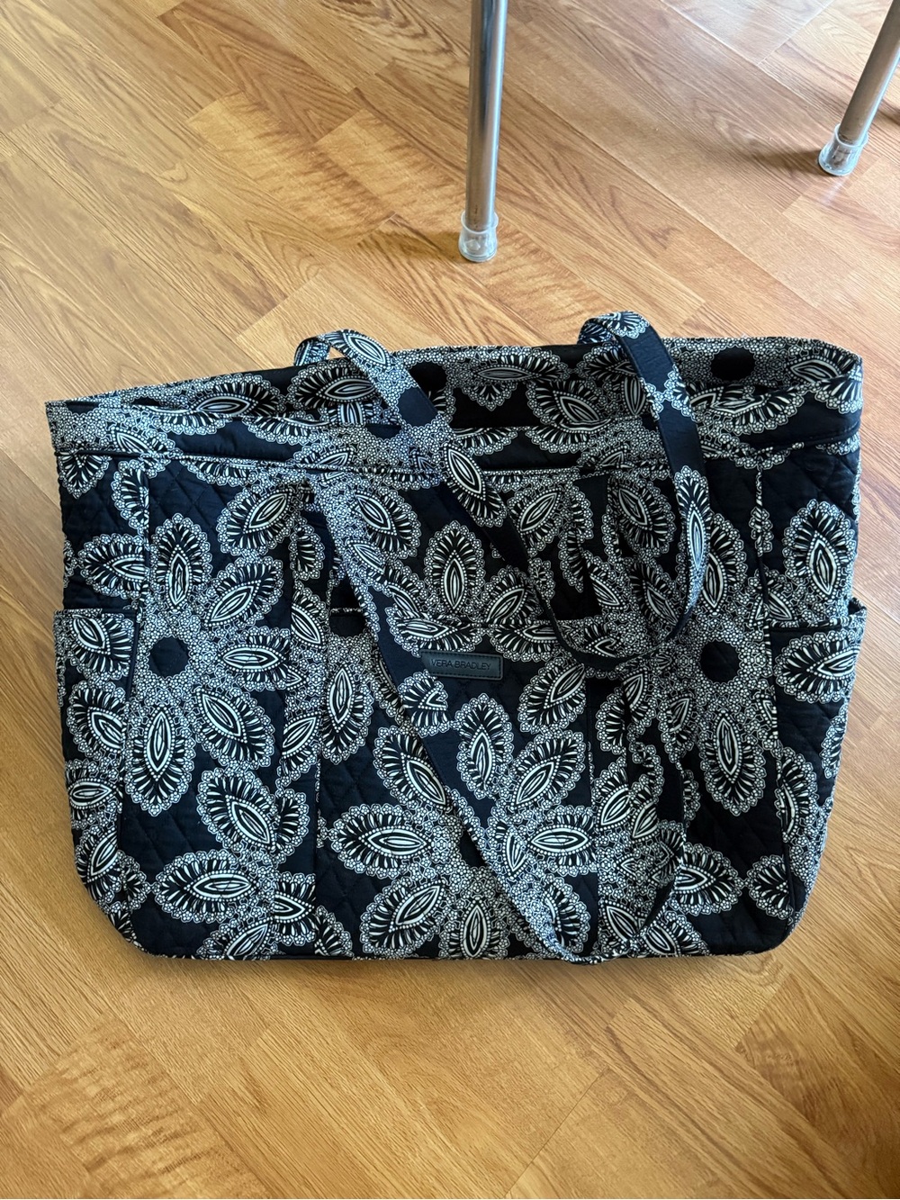 Vera Bradley Black & White Quilted Floral-Print Tote